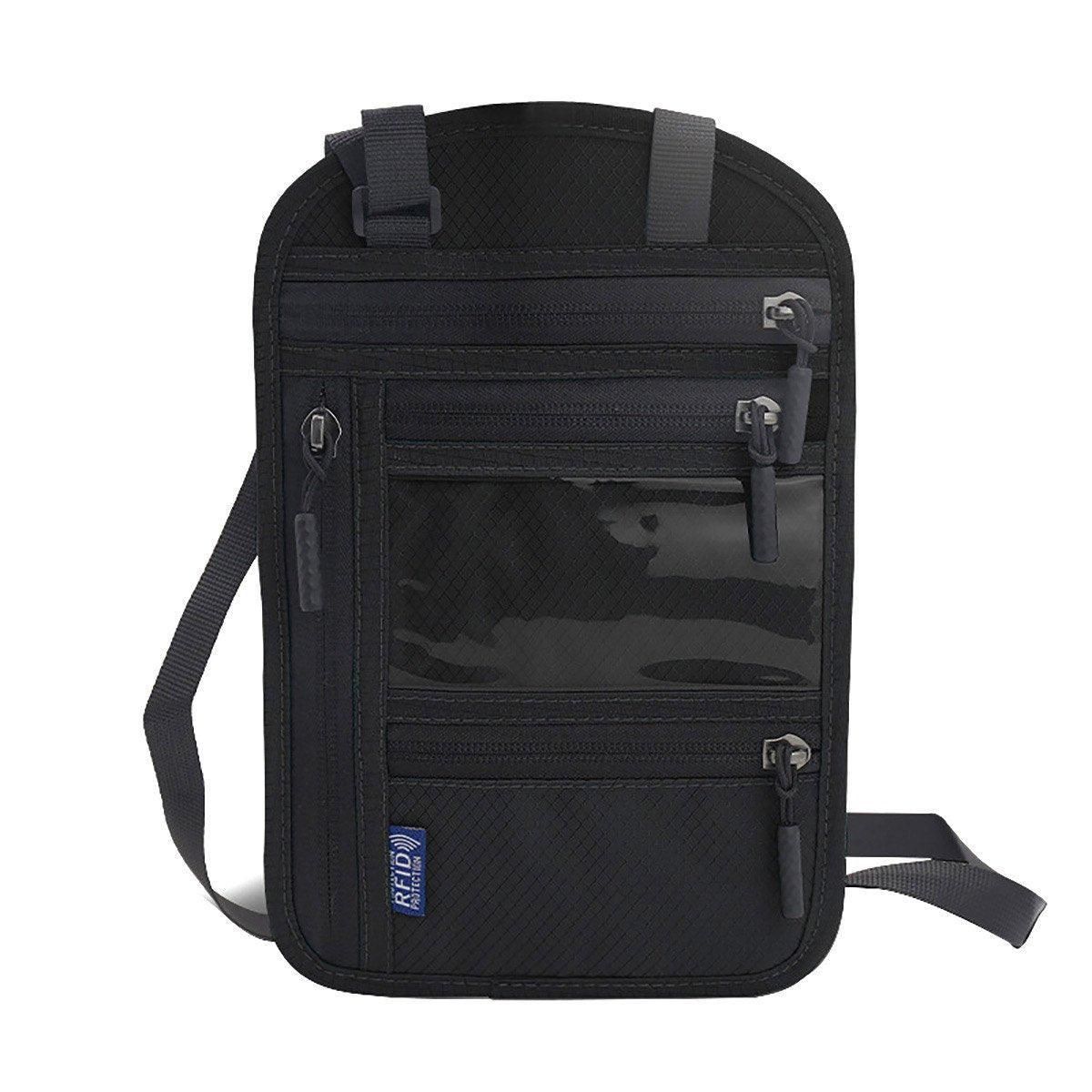 Multi-Functional Travel Passport Document Bag Protective Case Cover Holder - Black